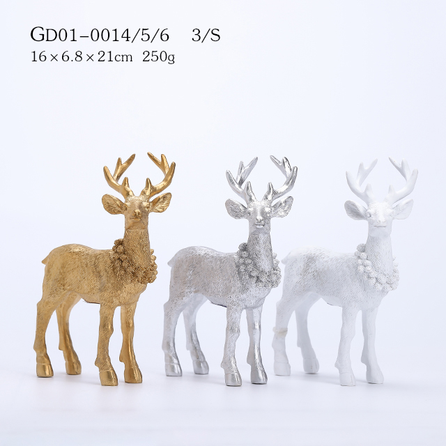 3 Asst. Resin Deer Statue Figurine, Animal Ornament, Wedding Gift, Home Décor